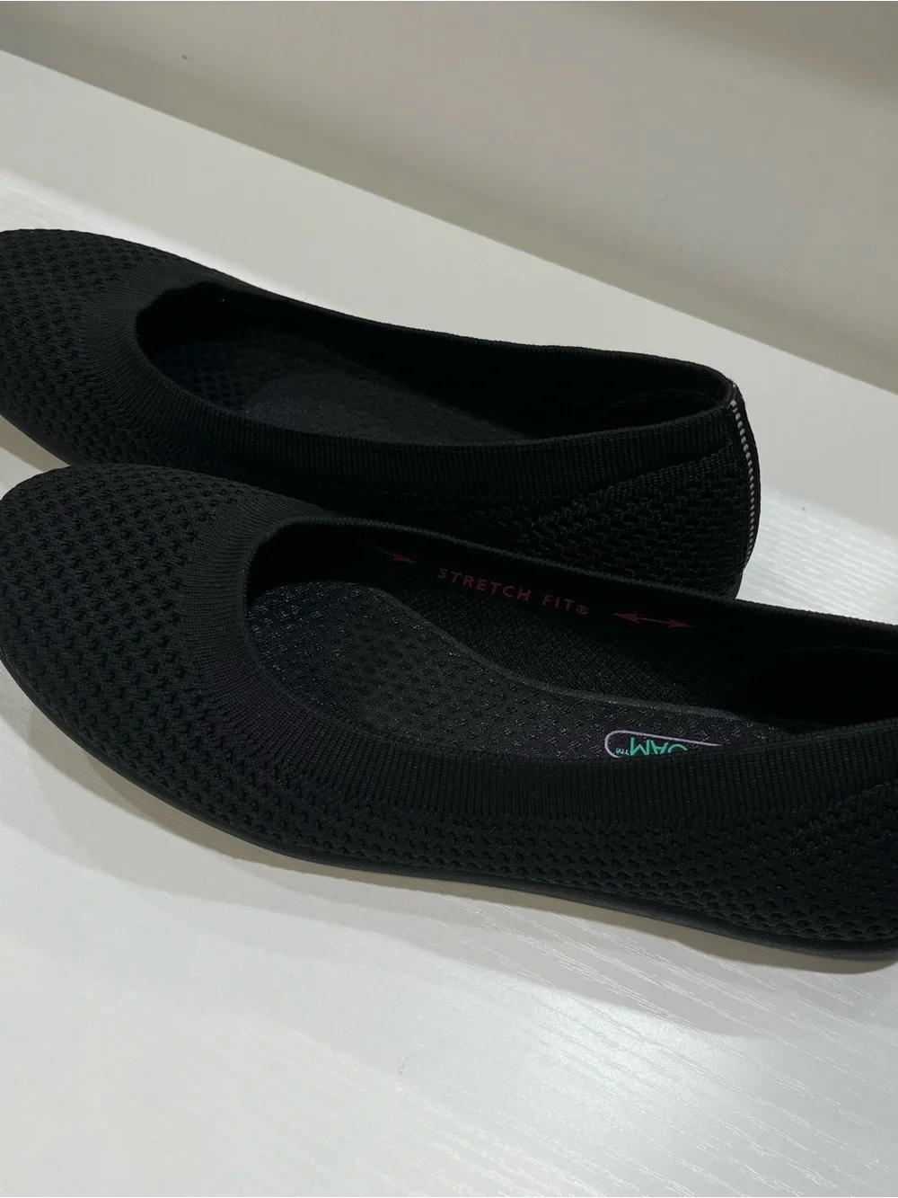 Skechers Black Knit Slip-On Ballet Flats